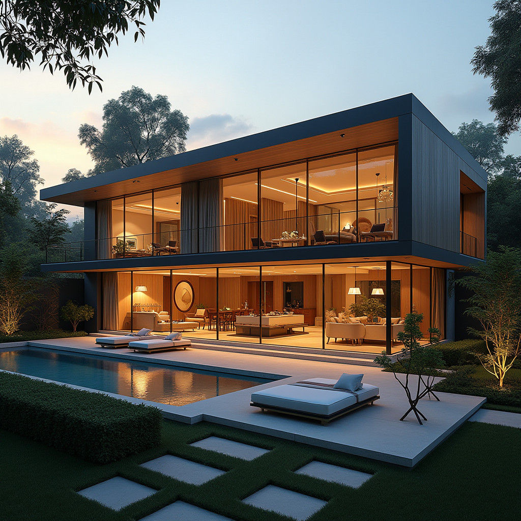 Modern Villa with Opulent Interiors in Cityscape