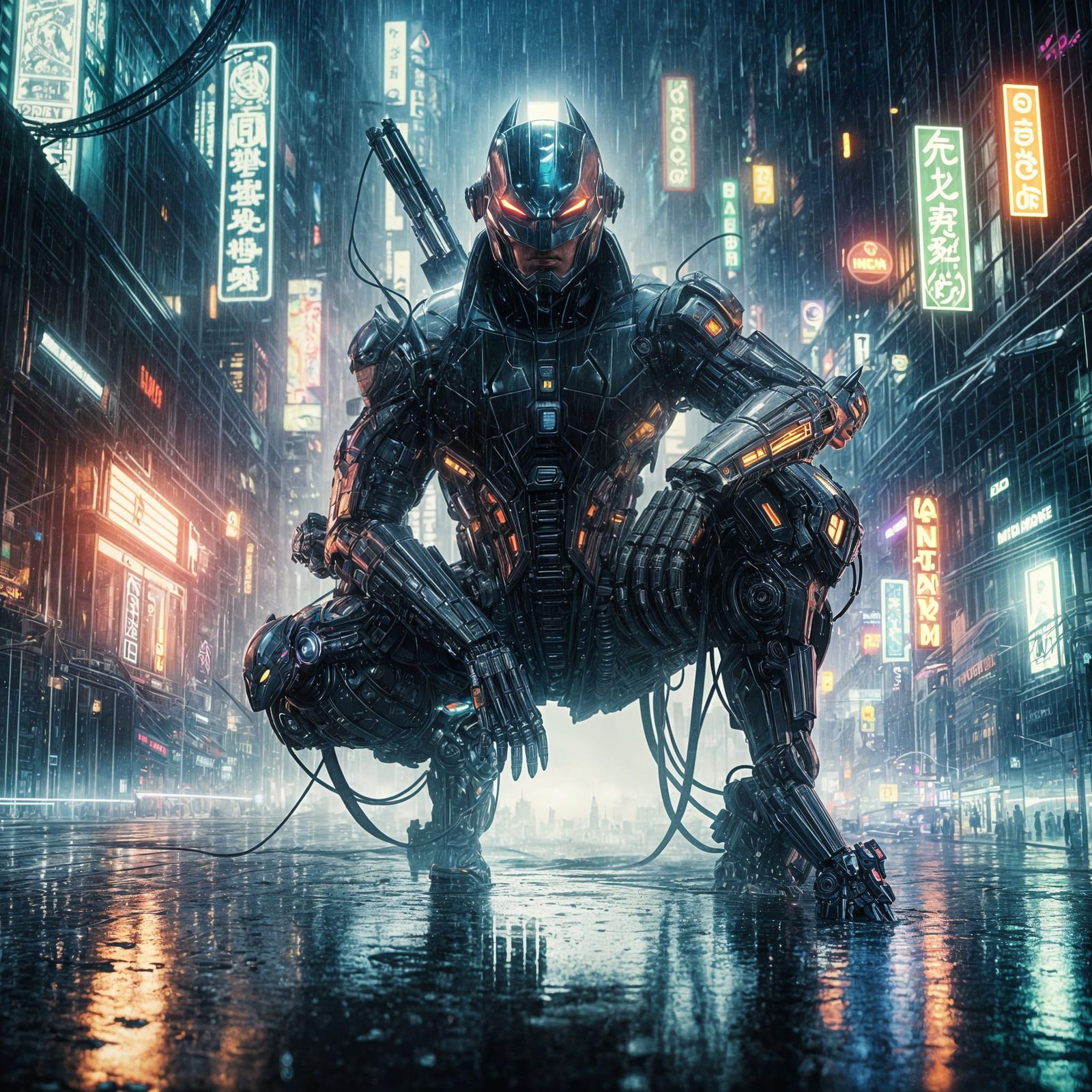 Batman in Mech Suit, Cyberpunk Brom Art
