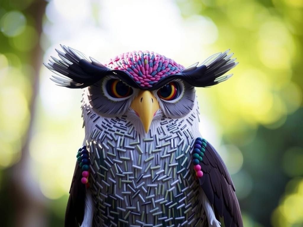 Majestic Skittles Owl in Dynamic Comic Book Art Style