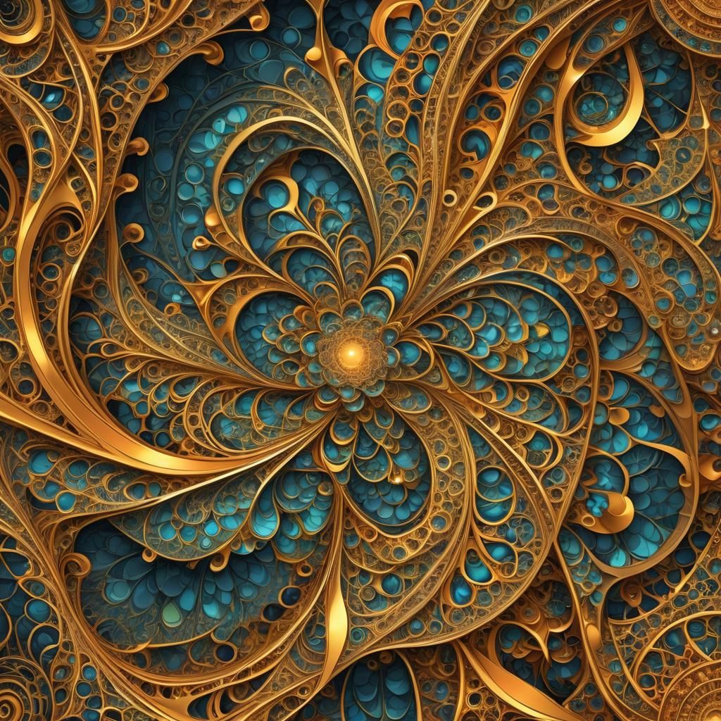 Abstract Fractal of Ra and Parishioners in Zentangle Style