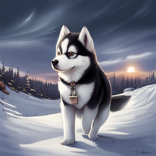 Anime Style Husky Puppy Art
