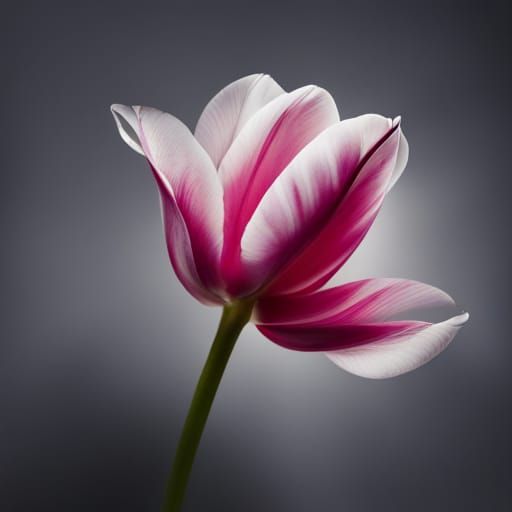 Intricate Pink Tulip in Sunlight, Classical Style