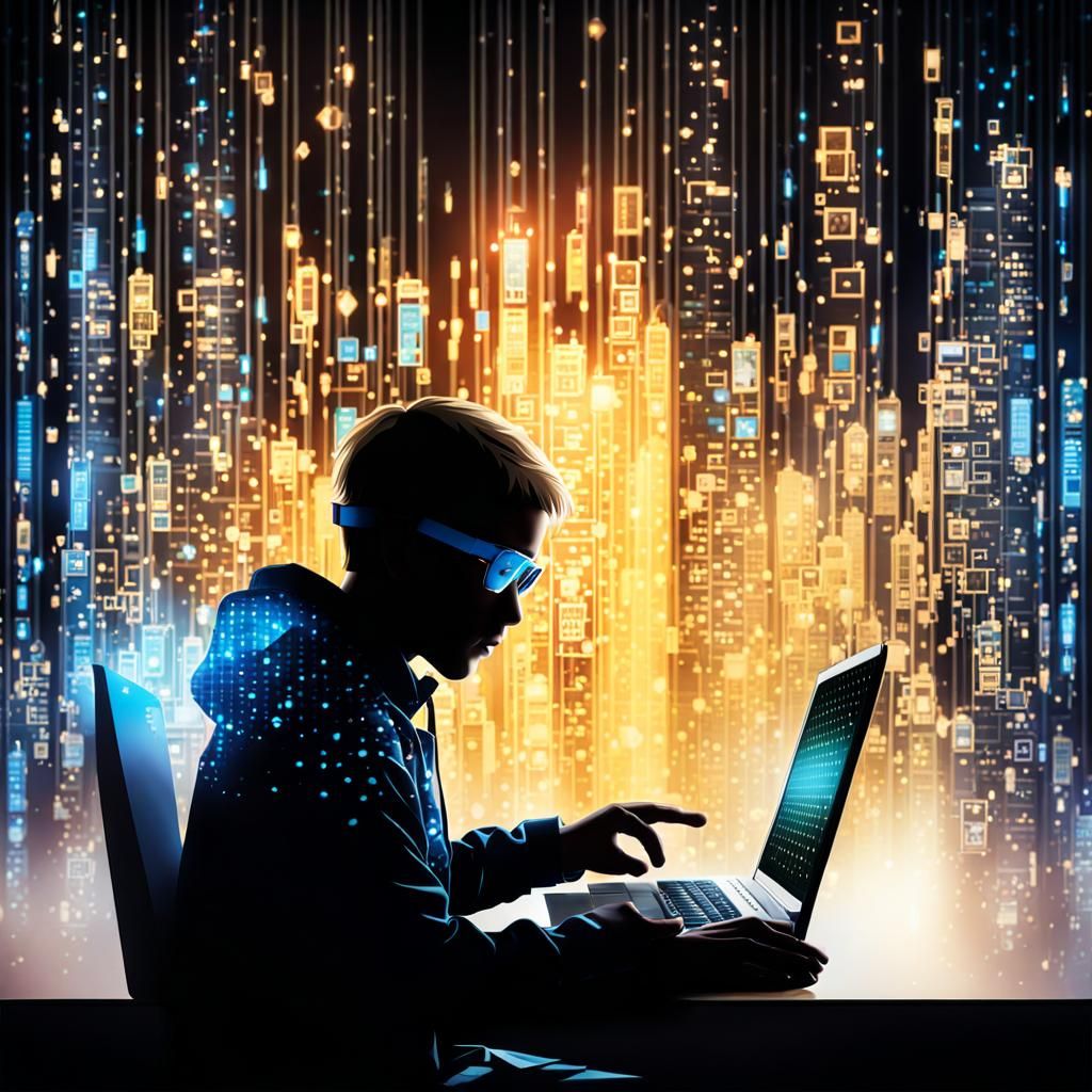 Chibi Hacker Double Exposure Artwork