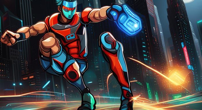 Cyberpunk Soccer Player in 2099 Style