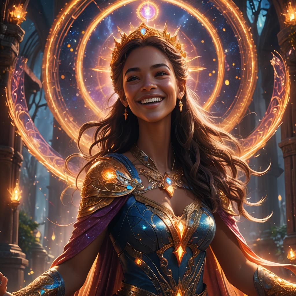 Radiant Woman with Glowing Aura: Fantasy Concept Art