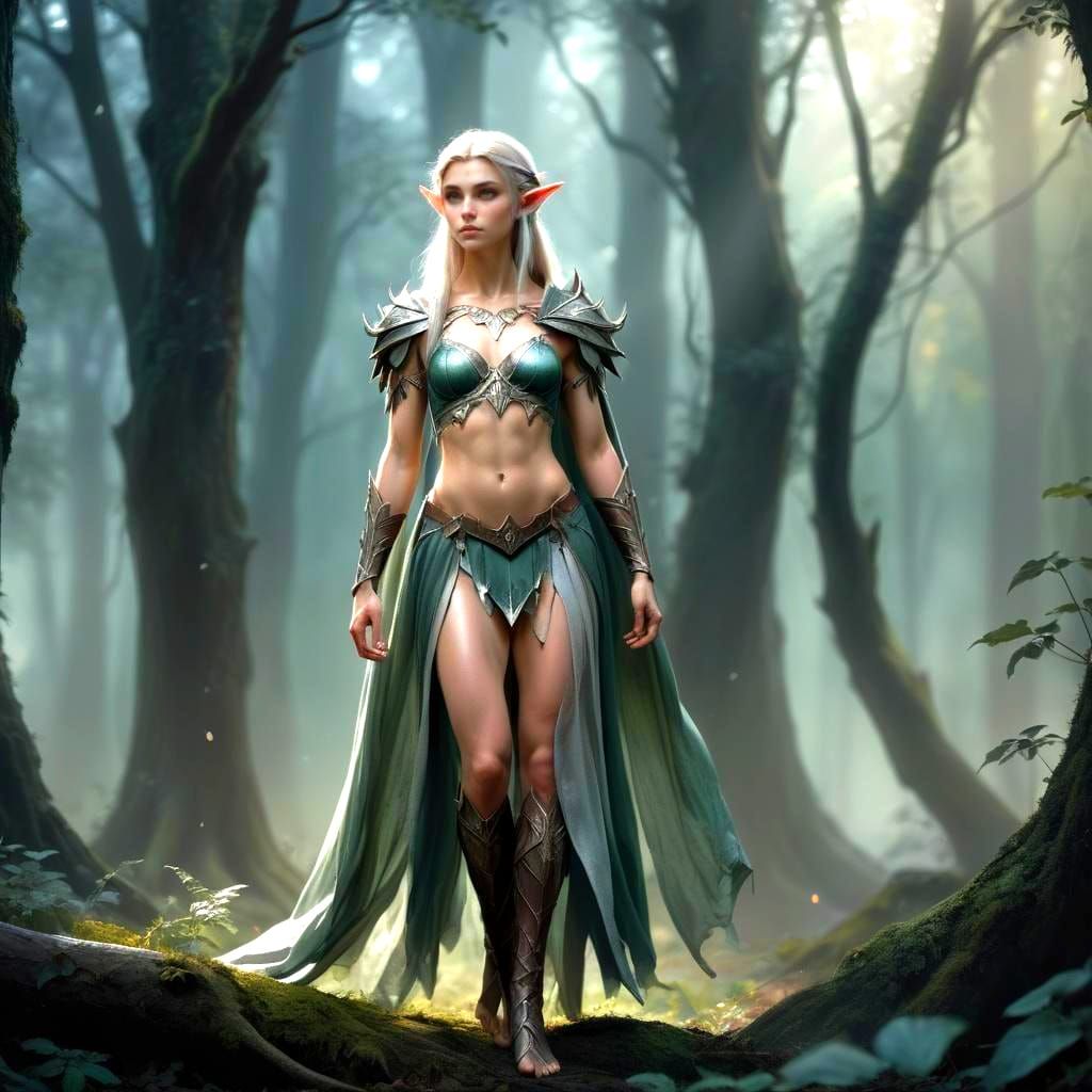 Strong Elf Princess Concept Art in Fine Art Style