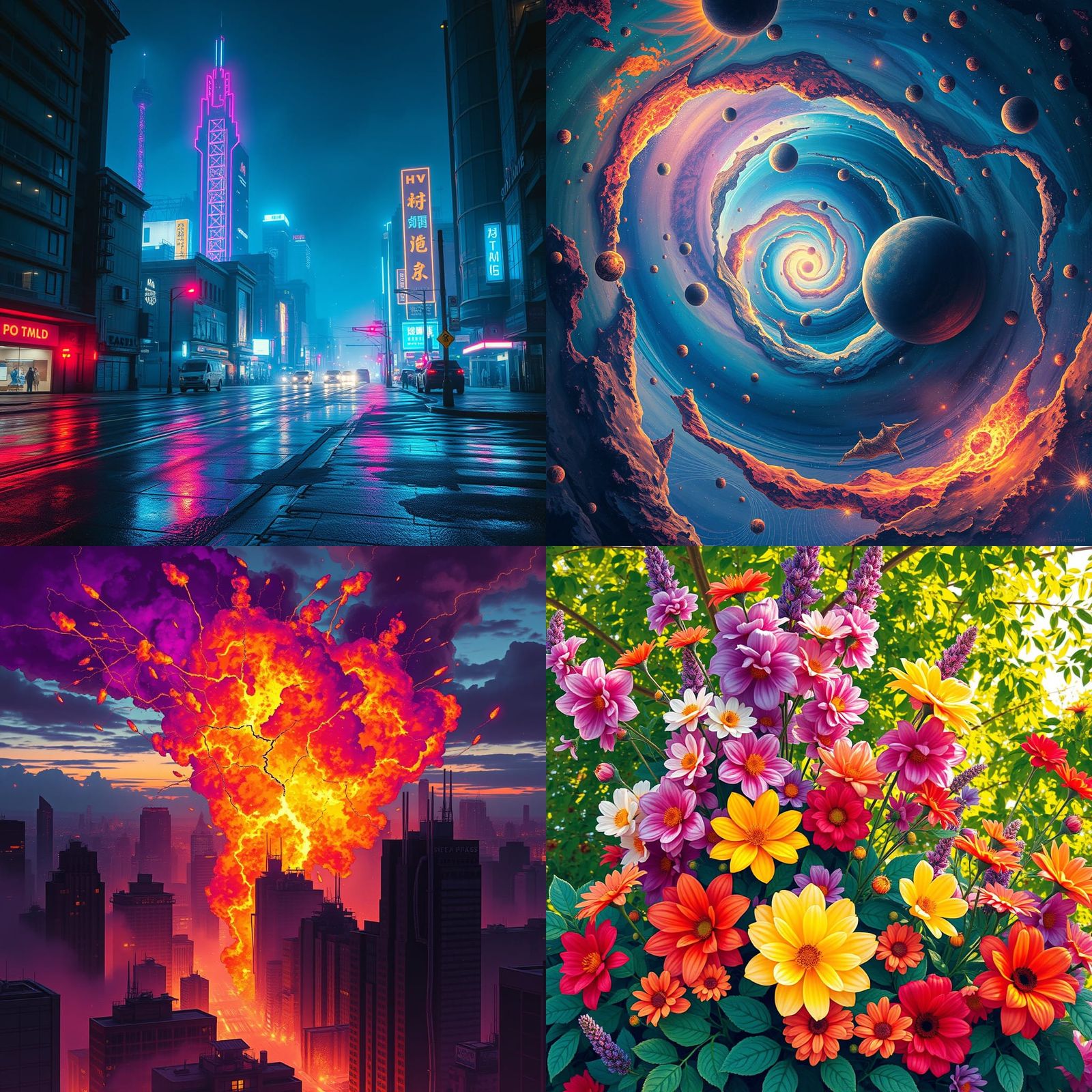 Futuristic Neon Cityscape at Night