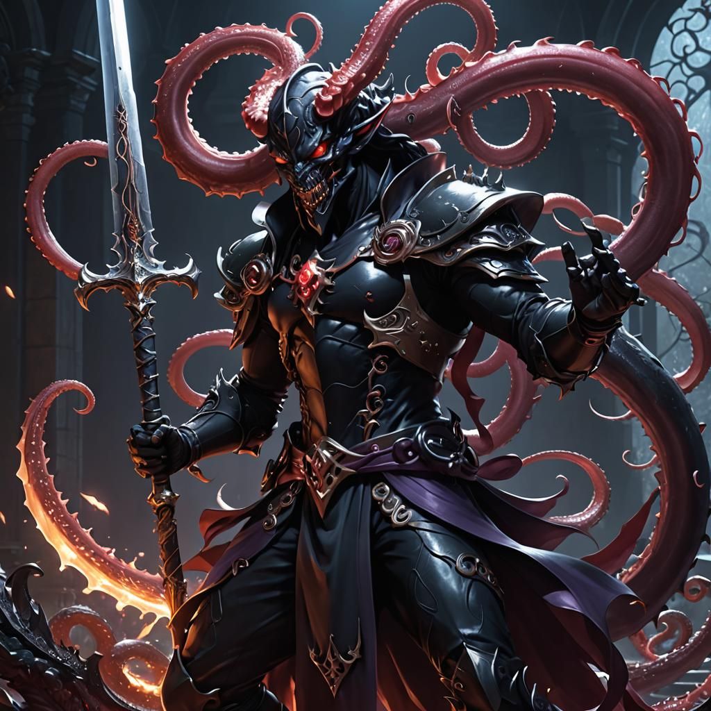 Tentacle Demon Sword in Detailed 3D Anime Art