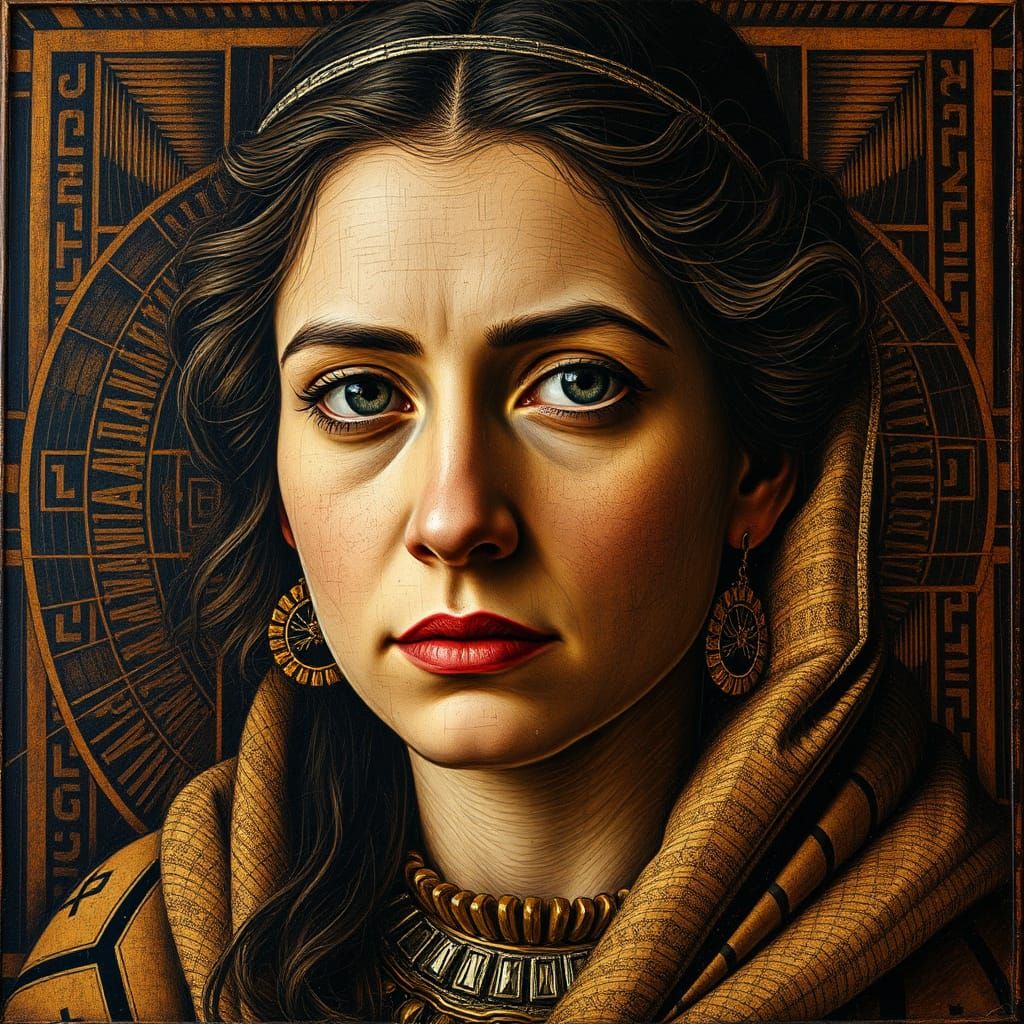 Egyptologist Portrait with Equations in Goya Style