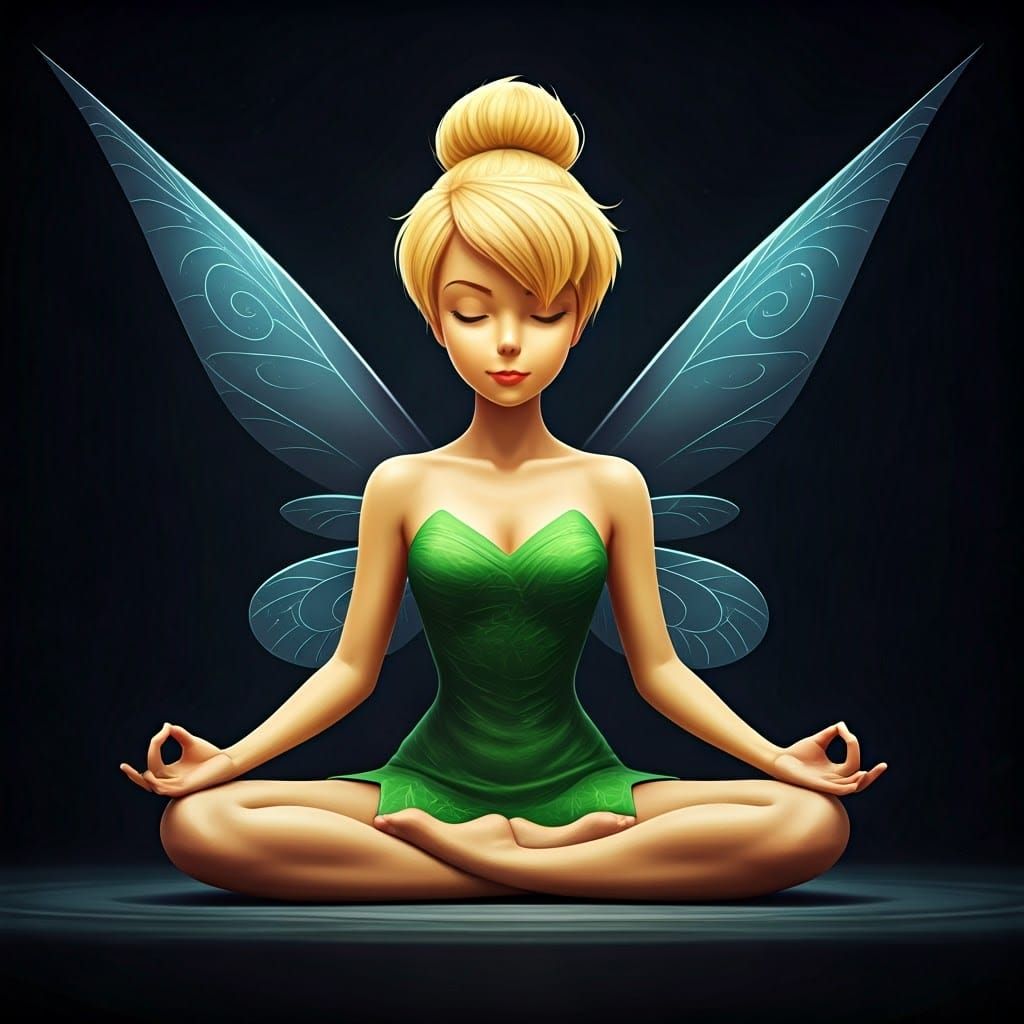 Tinkerbell in Lotus Position: Digital Illustration