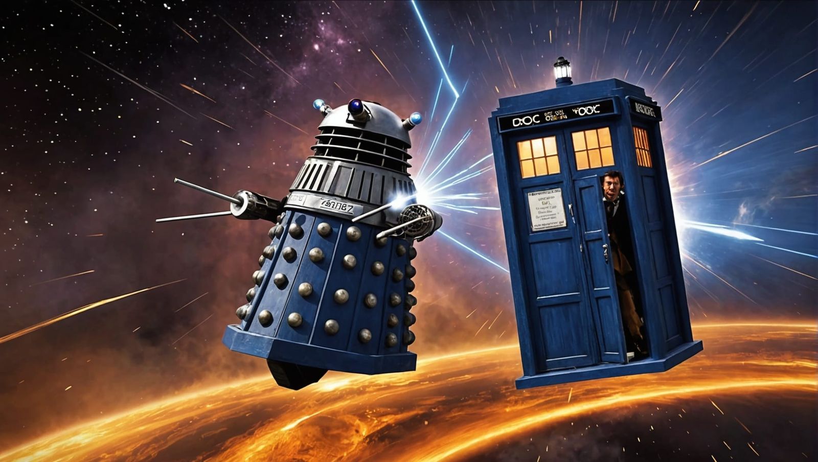 TARDIS and Tenth Doctor in Time Vortex