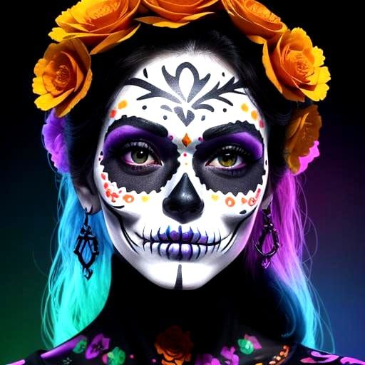 Day of the Dead Face Paint in Neon Colors