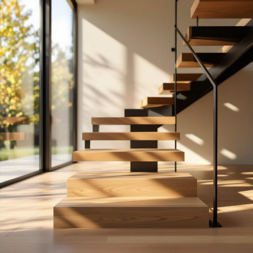 Modern Wooden Stairs in Minimalist Architectural Photography