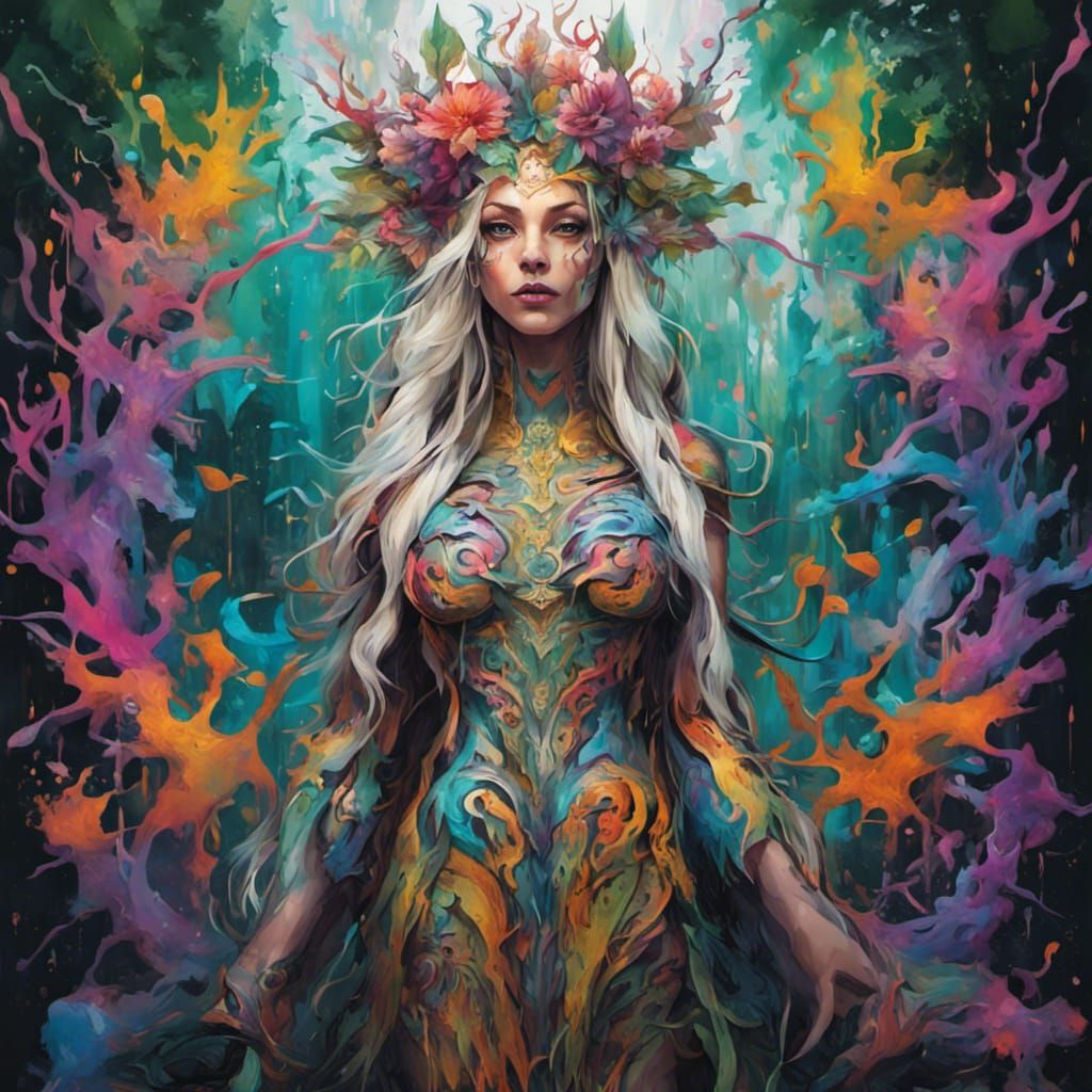 Elven Queen in Graffiti Art Style