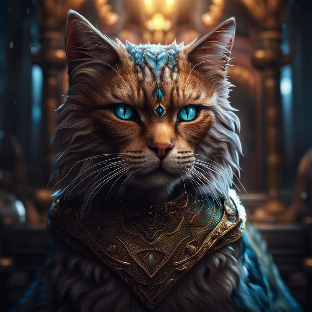 Stunning Cat Portrait: Fantastical Digital Art