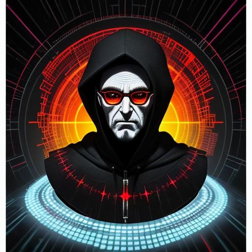 Hologram Nosferatu Glitch Art with Binary Code