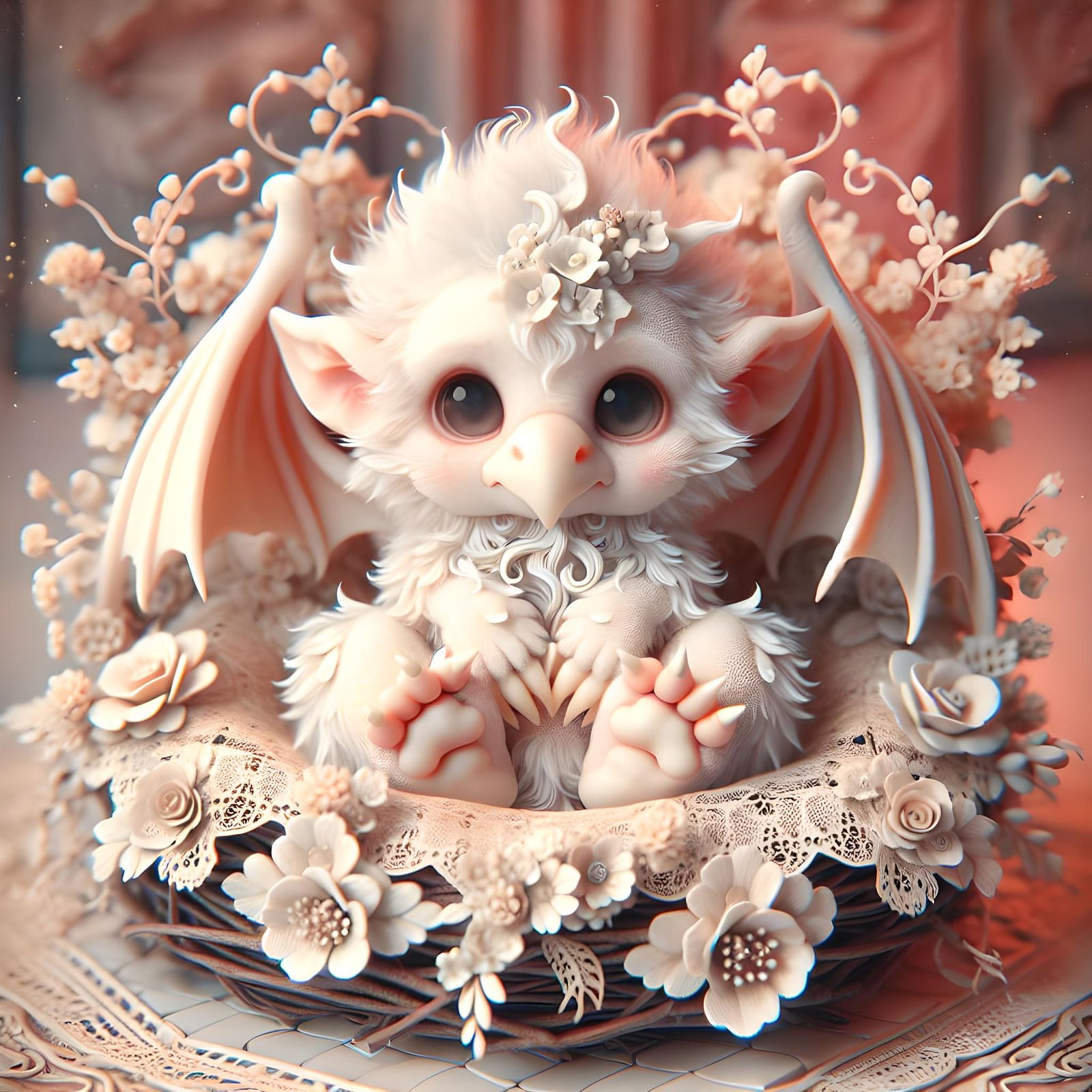 Charming Baby Gargoyle in Whimsical Gothic Style