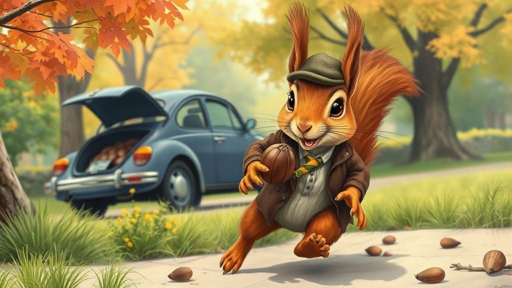 Squirrel Thief in Beatrix Potter Style