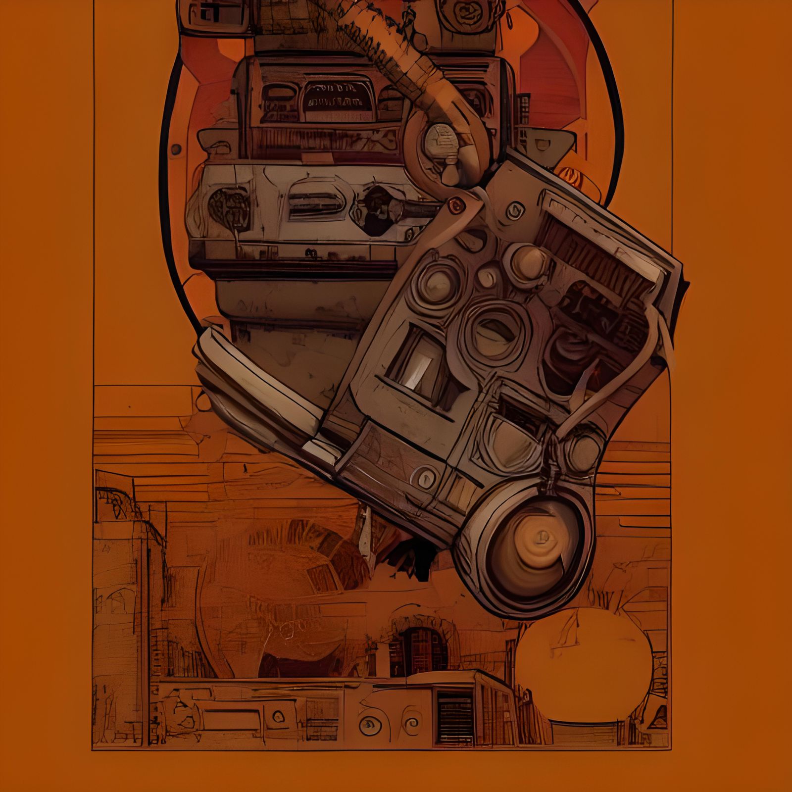 Steampunk Mary with Ghetto Blaster: Moebius-Inspired Art