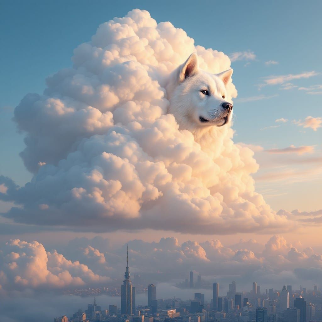 Chartreux Cat and Labrador Clouds over Tokyo