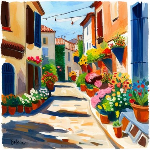 Flower Festival in Gouache Watercolor Style