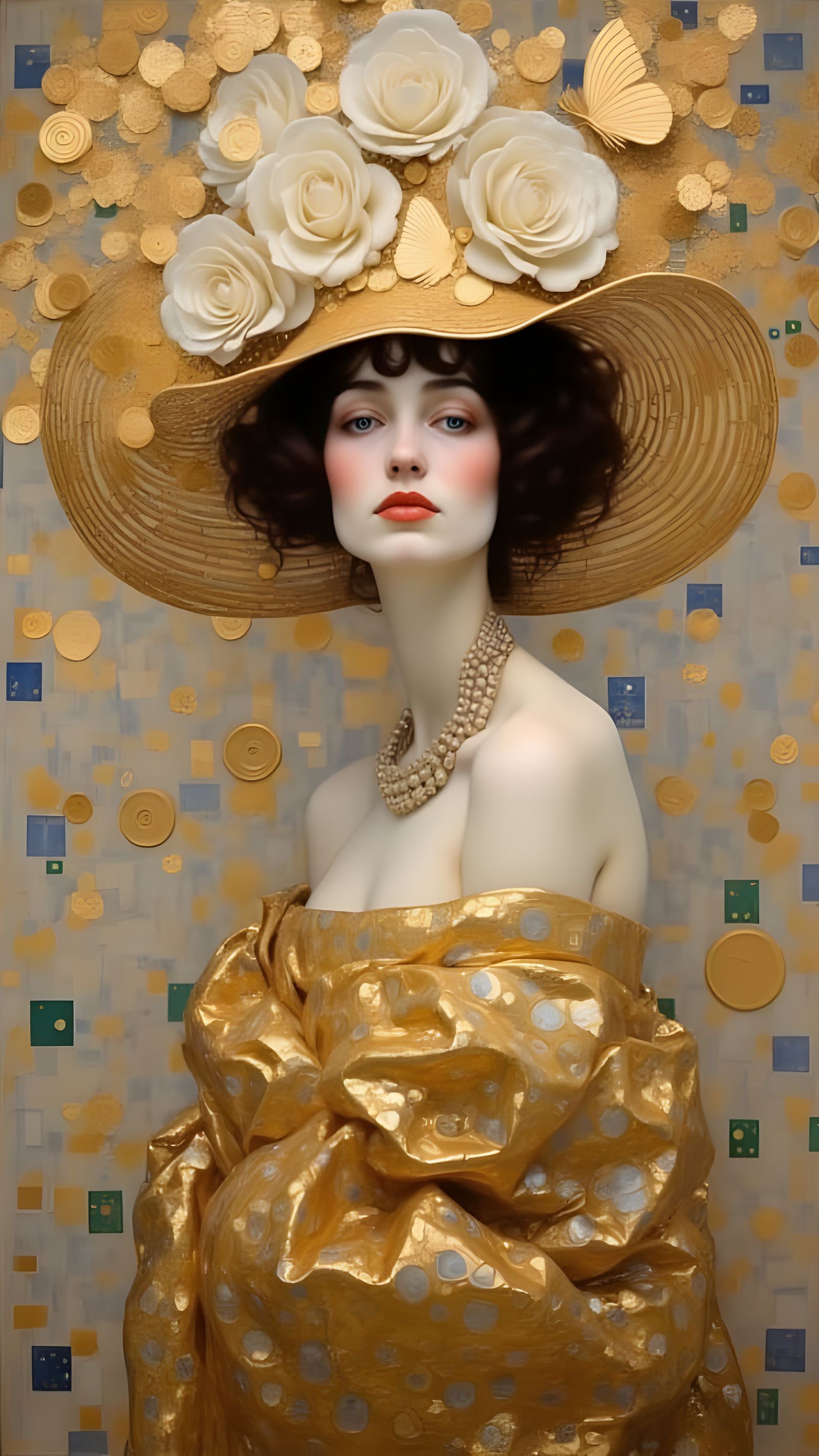 Gatsby Lady with Roses and Butterflies