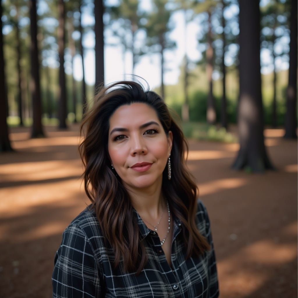 Brunette Woman Camping: Professional Photography with Bokeh