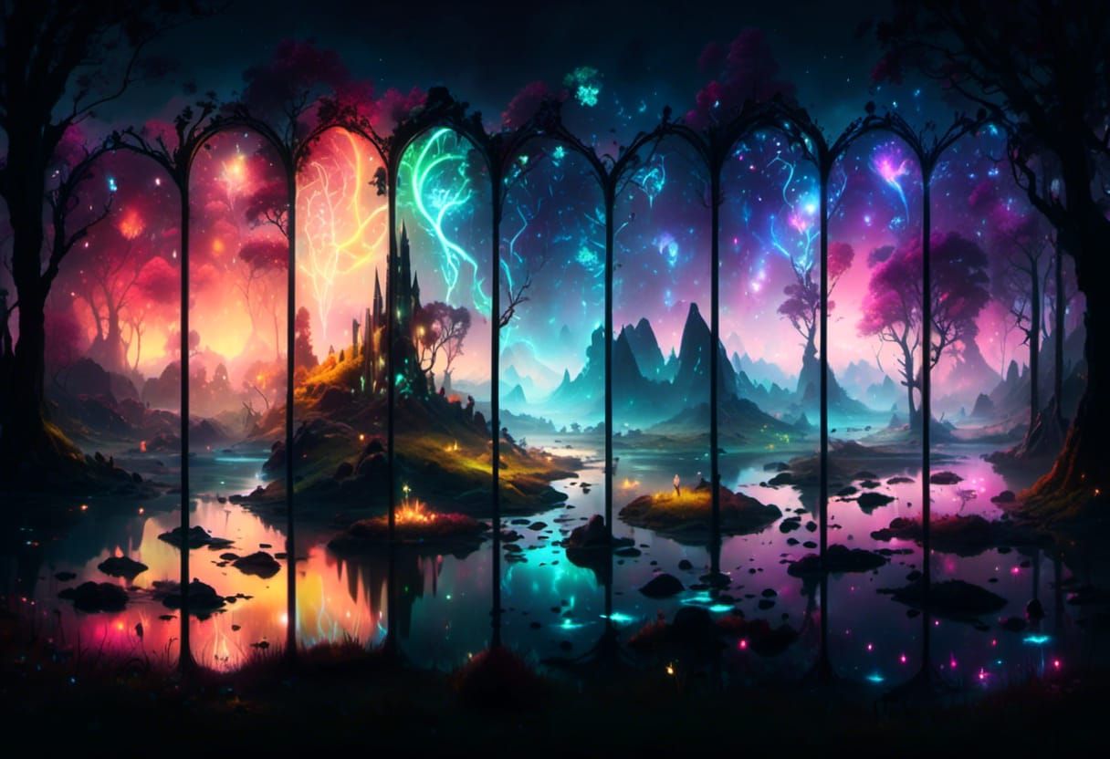 Bioluminescent Meadow Landscape in Ethereal Glowing Style
