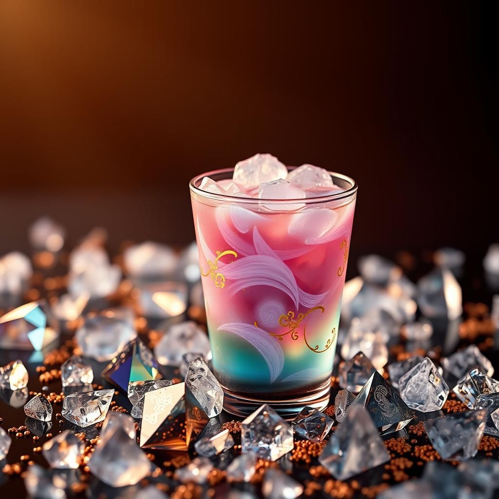 Luxurious Iridescent Bubble Tea with Gold Filigree