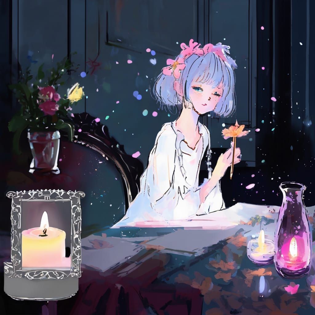 Neo Vintage Anime Girl Portrait with Impressionist Flair