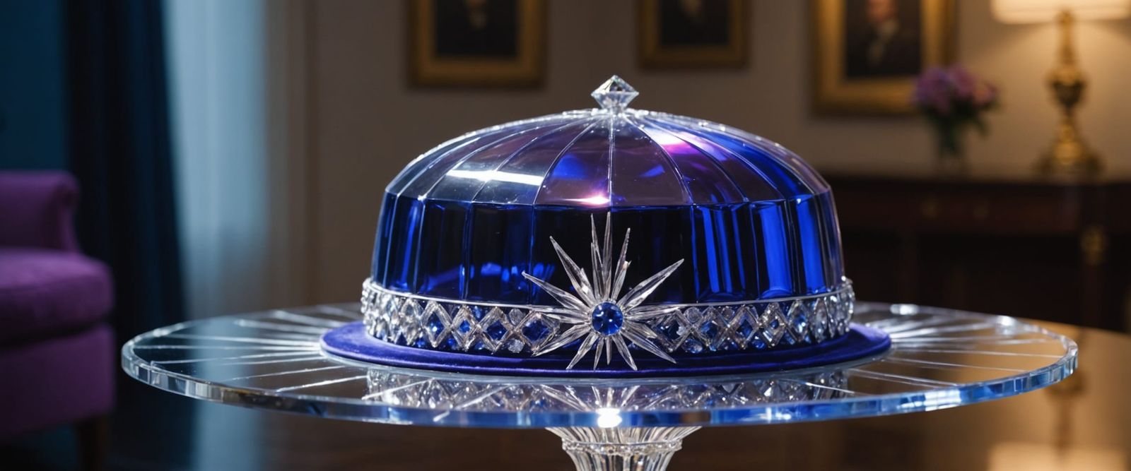 Sapphire Glass Hat With Starburst Violet Hue