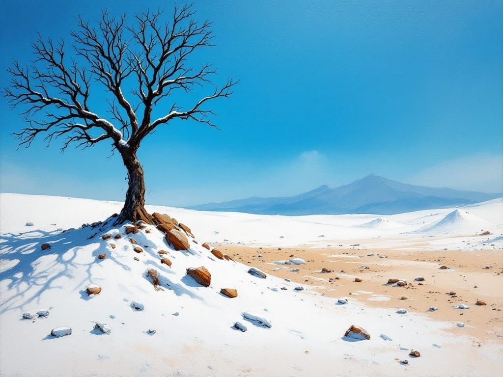 Majestic Winter Scene in Gouache