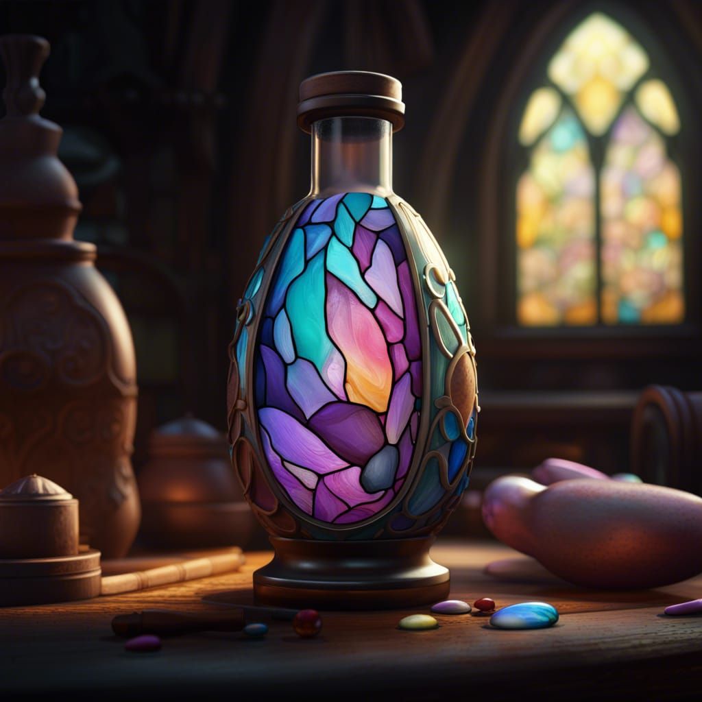 Stained Glass Easter Egg Potion Bottle Art