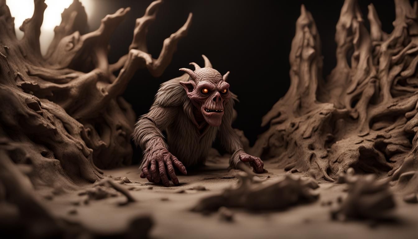 Claymation Grendel in Detailed Matte Painting