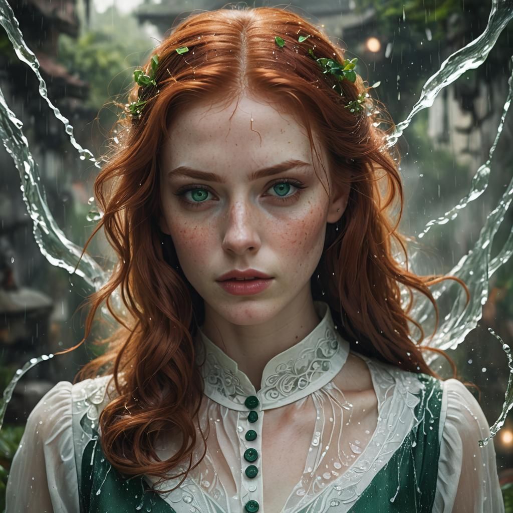 Red-Haired Woman Portrait in Digital Matte Painting