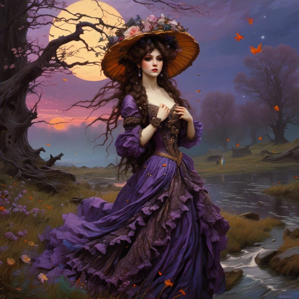 Waterhouse Style Woman Dancing in Wood