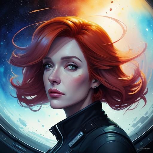 Dana Scully Portrait in Ink and Watercolor