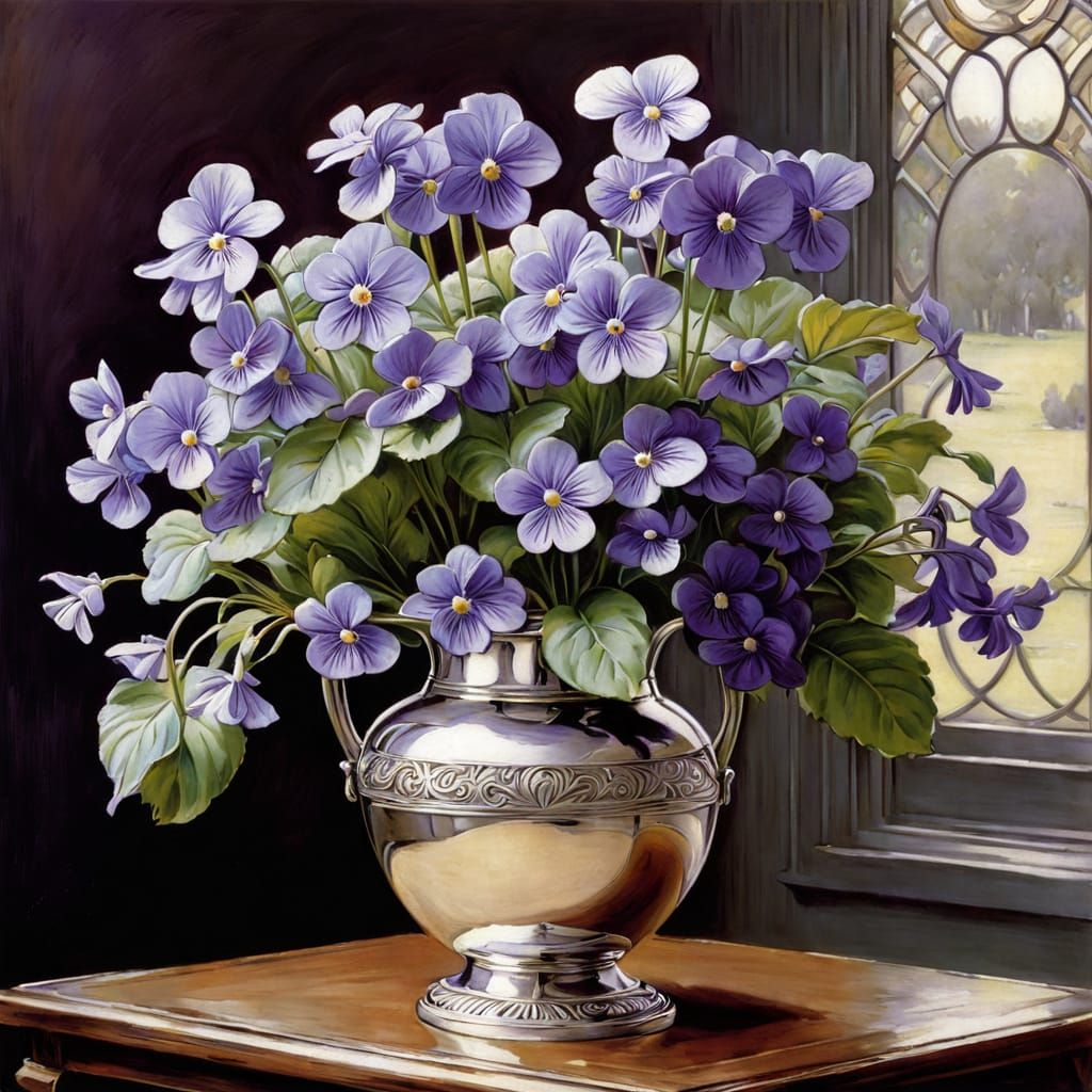 Floral Elegance in a Silver Vase