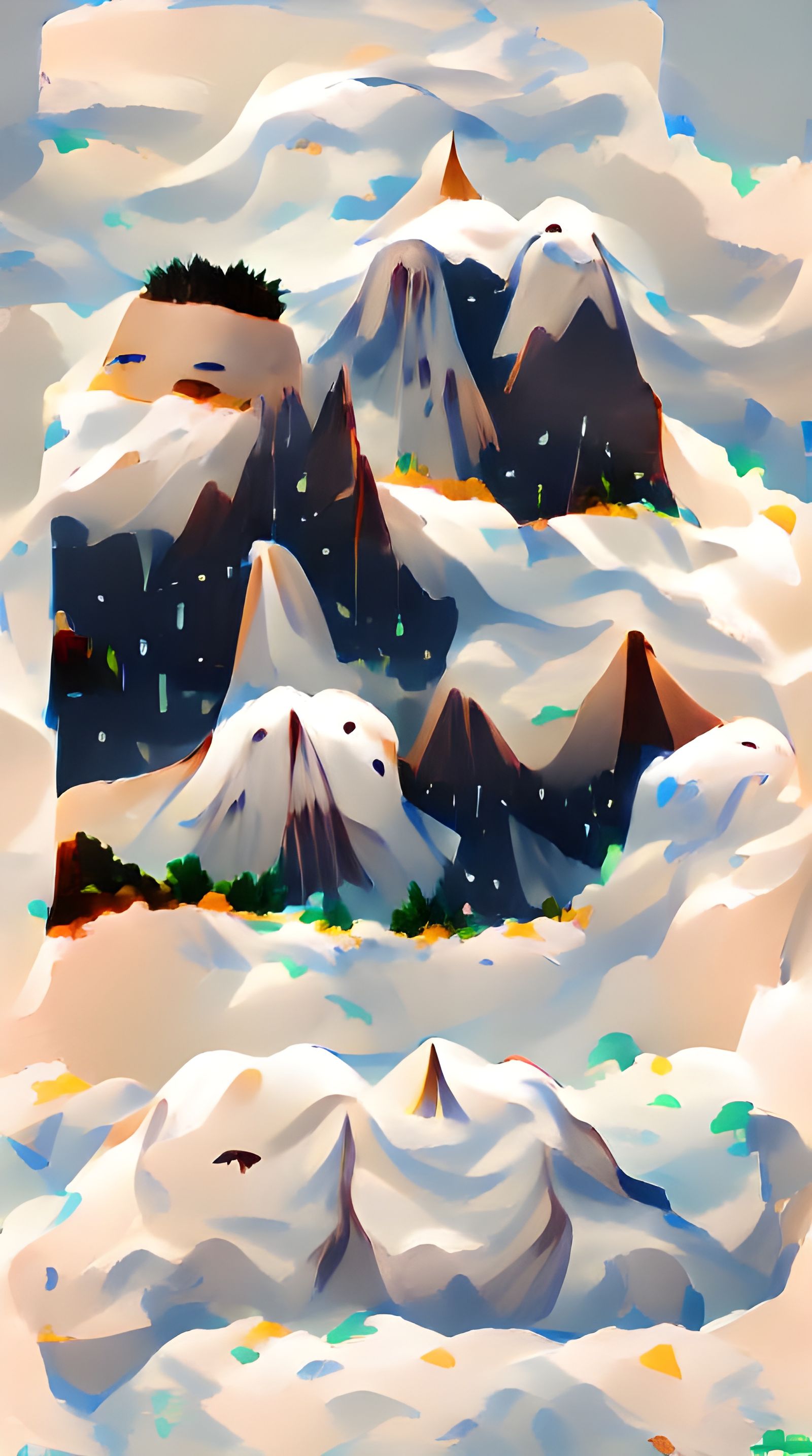 Snowy Mountain Peak in Winter Landscape