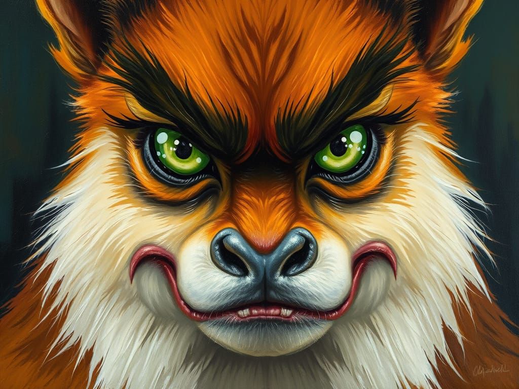 Envy Monster in Fantasy Oil Acrylic Artwork