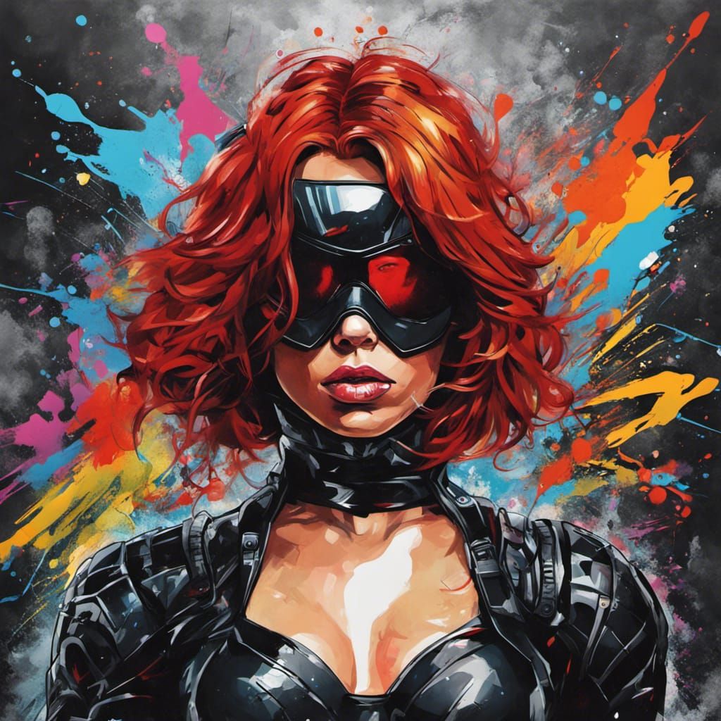Futuristic Black Widow Graffiti Art