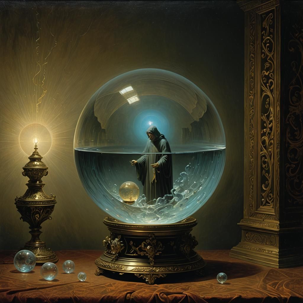 Ethereal Crystal Ball in Swirling Water