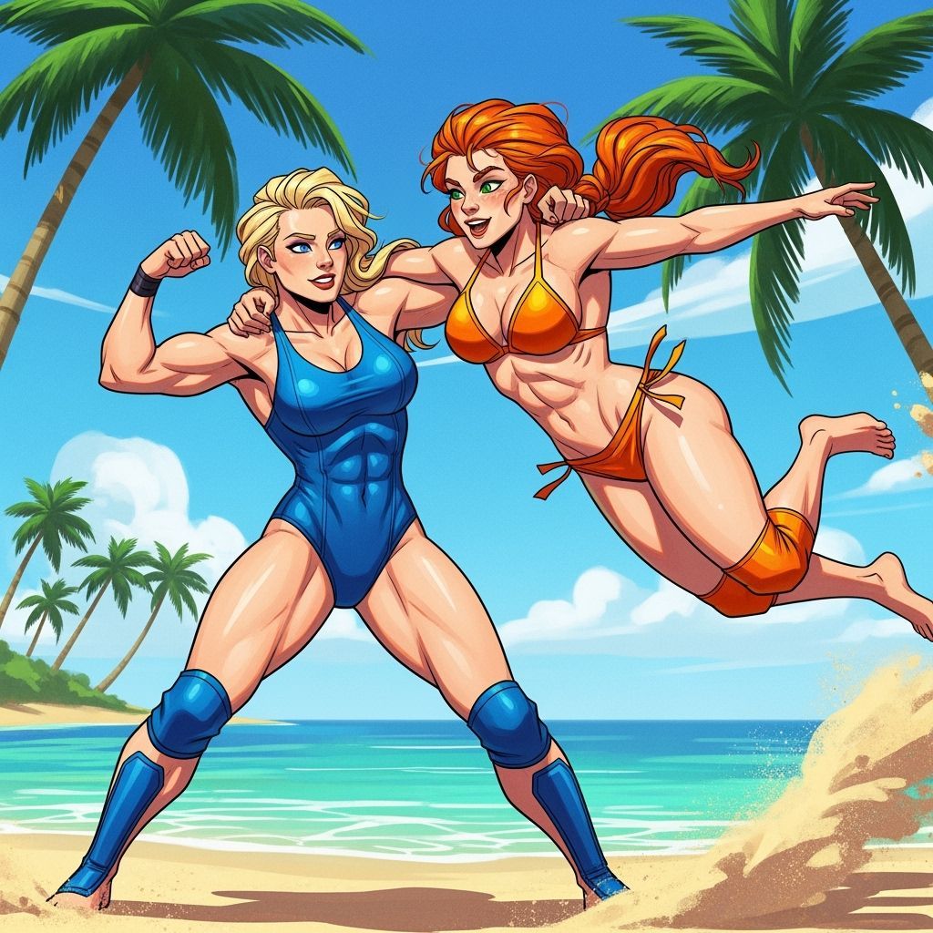 Female Wrestlers Compete in Sunny Beach Match
