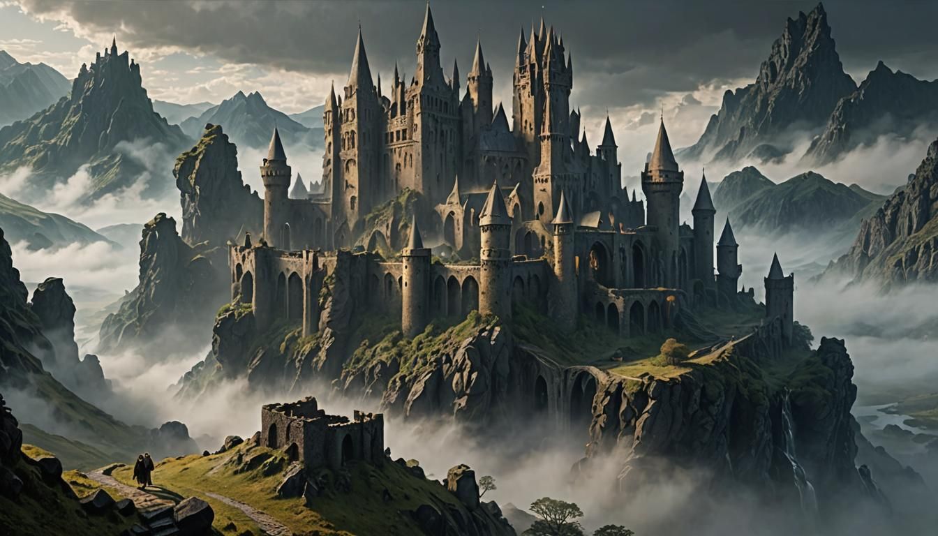 Fantasy Castle Ruins in Lord of the Rings Style