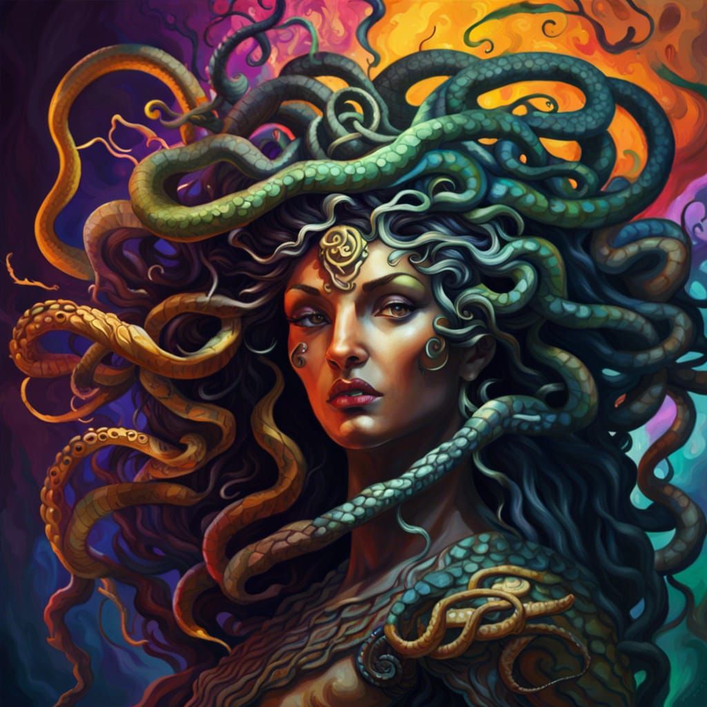 Detailed Portrait of a Beautiful Medusa