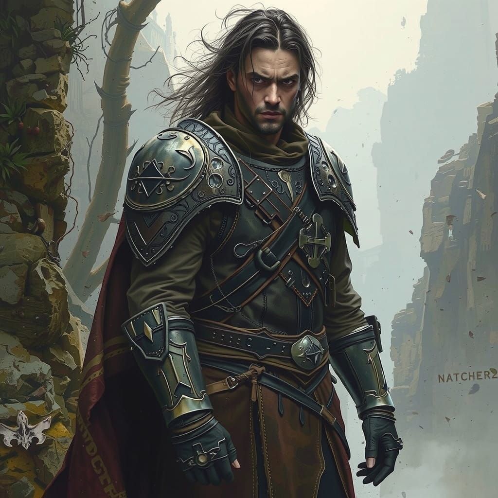 A Fighter in Grim Futuristic Armor