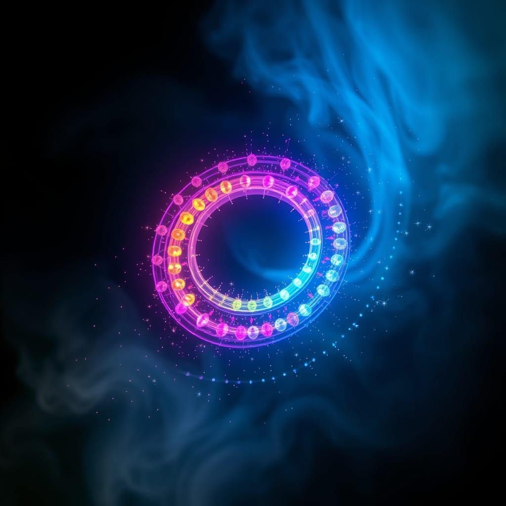 Ethereal Being of Light and Waves in Fluorescent Hues