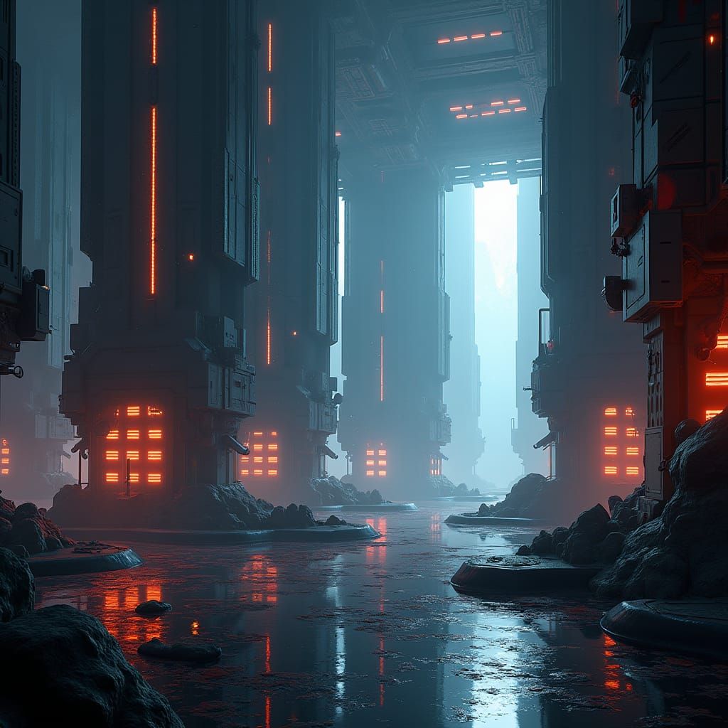 Futuristic Sci-Fi Environment in High-Tech Matte Painting