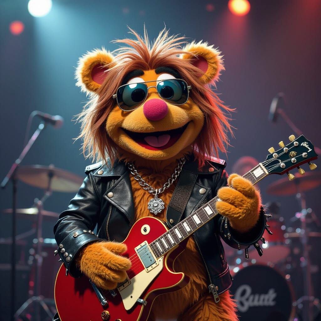 Fozzie Bear as Ozzy Osbourne in Muppet Style
