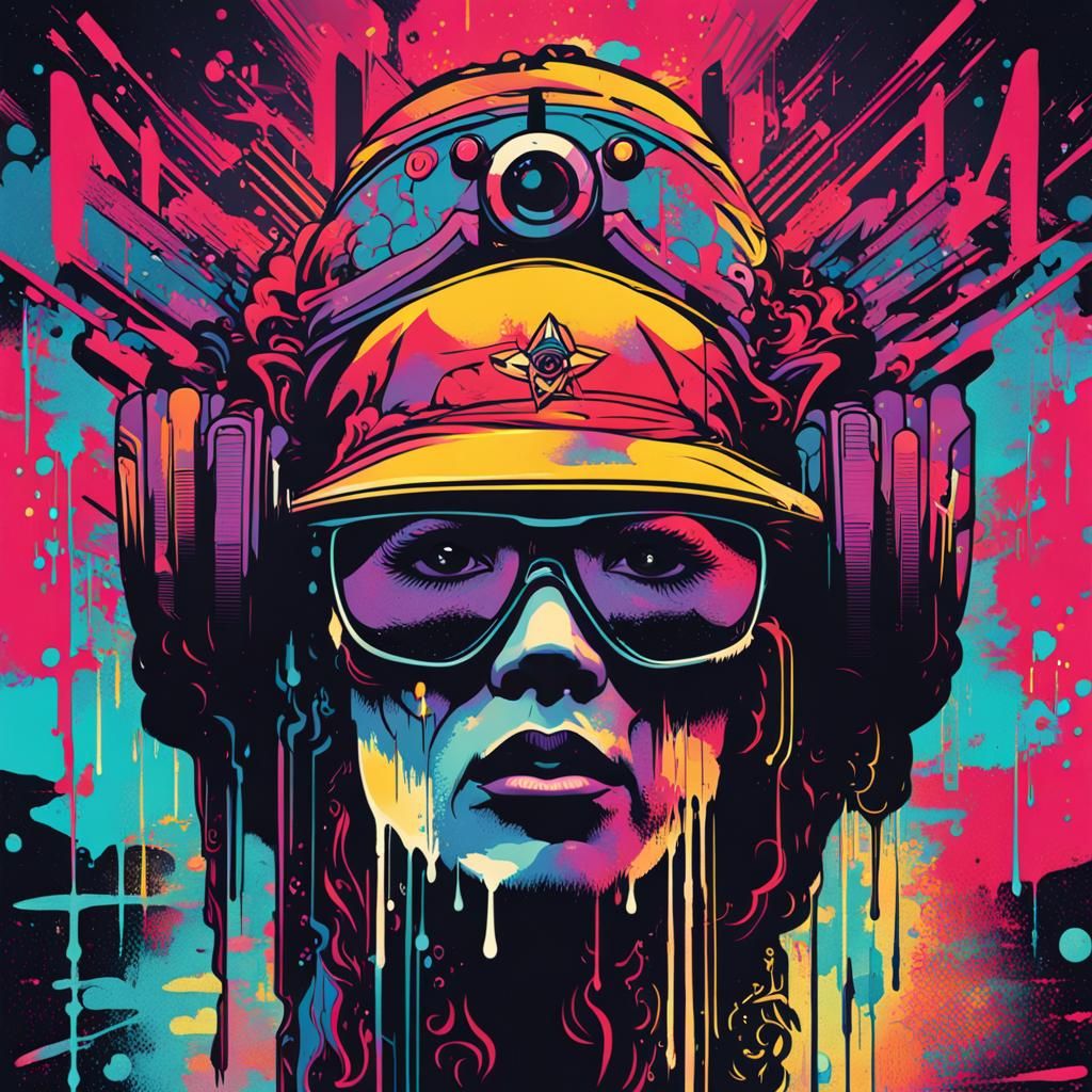 highly textured ultra-detailed modern synthwave goddess graf...